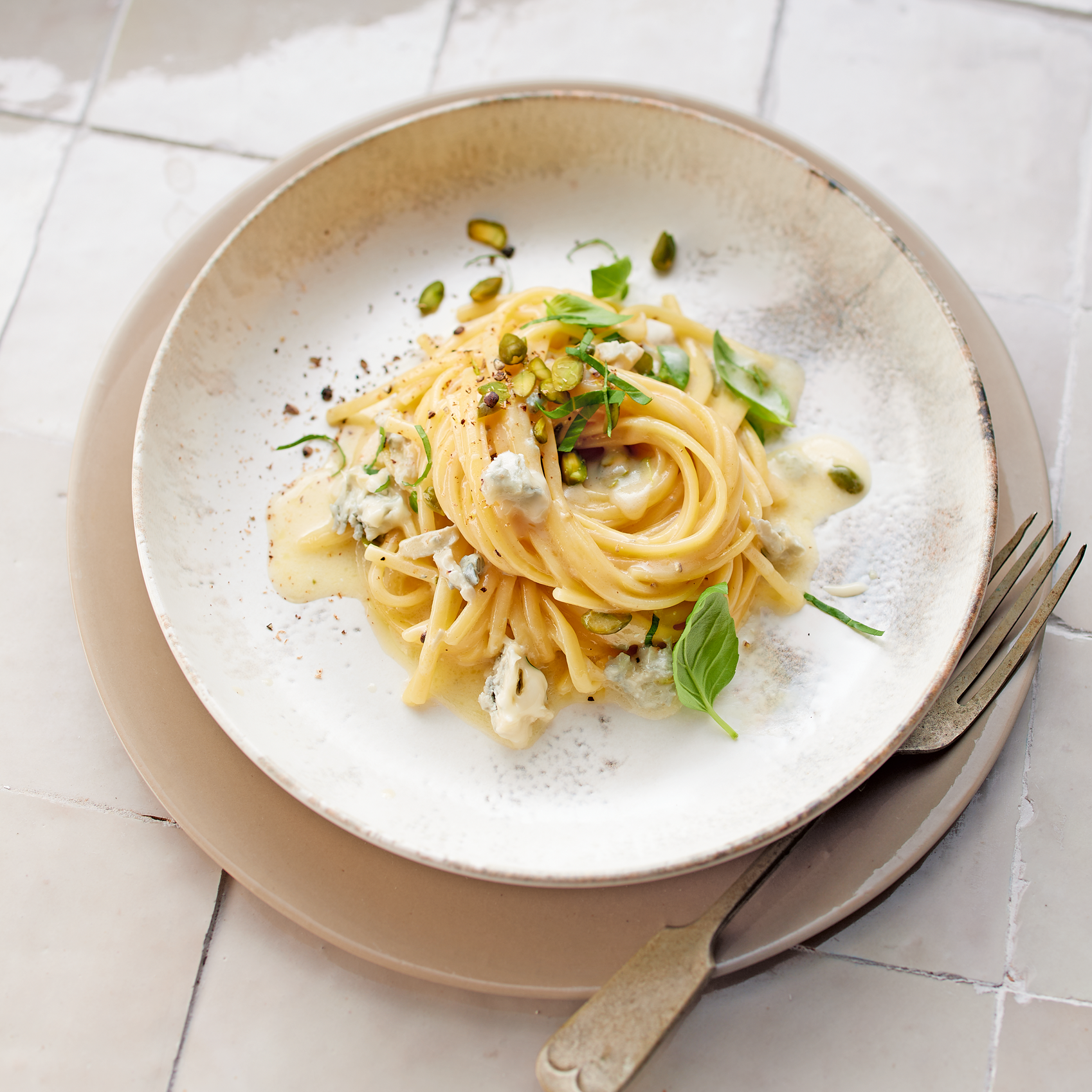 Linguine mit Gorgonzola dolce & Pistazien